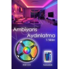 2'li Set Rgb Duvar Tavan Şerit LED Işık Ambiyans & Sabit 16 Renk Kumandalı Yapışkanlı 10 Metre