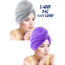 Chizgy 2 Adet Kalın Mikrofiber 2 Düğmeli Saç Havlusu Saç Bonesi Banyo Deniz ve Havuz Sonrası Plaj