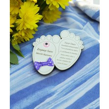 25 Adet Ahşap Bebek Ayak Izi Magnet  Bebek Doğum Mevlit  Nazar Duası Detaylı