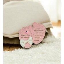 25 Adet Ahşap Bebek Ayak Izi Magnet  Bebek Doğum Mevlit  Nazar Duası Detaylı