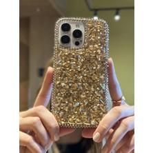 Paladyum Case iPhone 16 Pro Max Uyumlu Lüks Gold Kristal Taşlı Kılıf