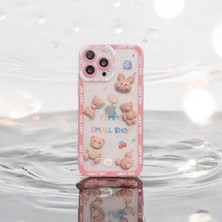SF Case Bear And Rabbit Silikon Apple iPhone Kılıf- Pembe Apple iPhone 13 Pro Max