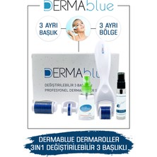 Dermablue 3in1 Dermaroller Değiştirilebilir 3 Başlıklı Titanyum Derma Roller