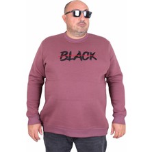 Moc Grande Erkek Büyük Beden Sıfır Yaka 3ip Sweat Black 24202 Eflatun