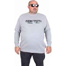 Moc Grande Erkek Büyük Beden Sıfır Yaka 3ip Sweat Respect 24205 Grı Melanj