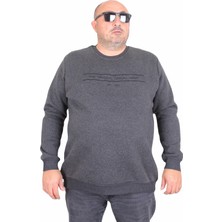 Moc Grande Erkek Büyük Beden Sıfır Yaka 3ip Sweat Original 24203 Antrasit Melanj