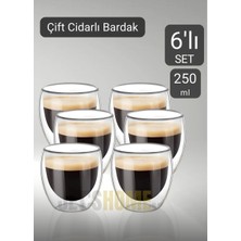 Jet’s Home 6’Lı Set Cappuccino Bardağı Latte Bardağı Çift Cidarlı Bardak Americano Bardağı 250 Ml Kahve Bardağı