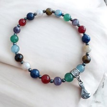 Mga Doğaltaş Çakra Bileklik Kaplan Gözü Sitrin Akuamarin Lapis Lazulli Ametist Aventurin Akik Doğal Taş Bileklik