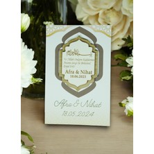 20 Adet Ahşap Magnet Islami Şekil  Söz, Nişan, Kına, Nikah , Bebek Doğum Mevlüt -Sunum Kartı ile