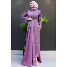 Giza Store Yonca Pelerin Abiye Gri