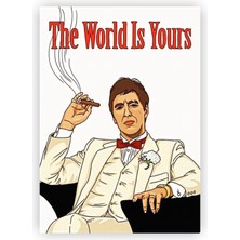 Zinbooz Scarface The World Is Yours Al Pacino Yaralı Yüz Ahşap Poster 20 x 29 cm