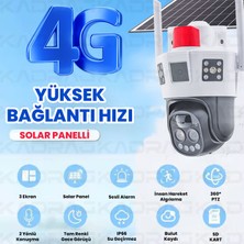 4g Solar Panelli, Sım Kartlı, 10X Zoom, 12000MAH. Batarya, Su Geçirmez,2 Yönlü Konuşma,yapay Zeka Insan Takibi,Sesli Alarm