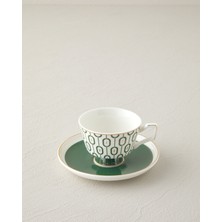 English Home Octavia New Bone China 4 Parça 2 Kişilik Kahve Fincan Takımı 90 ml Koyu Yeşil