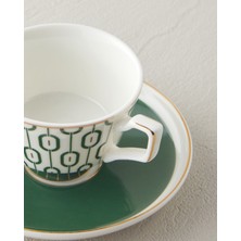 English Home Octavia New Bone China 4 Parça 2 Kişilik Kahve Fincan Takımı 90 ml Koyu Yeşil