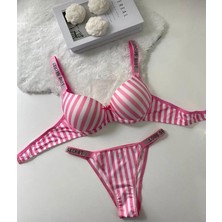 Vs Çizgili Desen Dolgulu Sütyen Takım