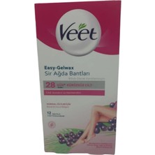 Veet Sir Ağda Bandı Easy-Gelwax 12LI Ağda Bandı Normal Ciltler Için (2 Adet Temizleme Mendili Ile)