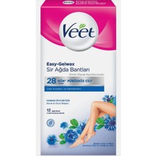 Veet Sir Ağda Bandı Easy-Gelwax 12 Ağda Bandı Hassas Ciltler Için (2 Adet Temizleme Mendili Ile)