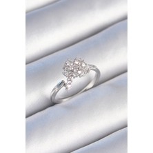 Shopzum Pirinç Gümüş Renk Zirkon Taşlı Kadın Yüzük