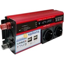 ® 12V 2000W Modifiye Inverter Araç ve Güneş Enerjisi Uyumlu, Çift Usb, Çift Priz ve Çakmaklık Epilons