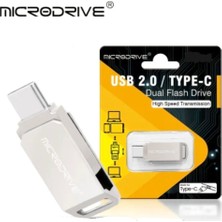 Microdrive 128Gb.Type-C ve Usb 2.0 Usb Flash Bellek Çift Giriş Otg Metal Sağlam Orjinal