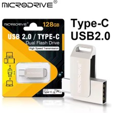 Microdrive 128Gb.Type-C ve Usb 2.0 Usb Flash Bellek Çift Giriş Otg Metal Sağlam Orjinal