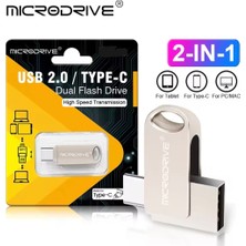 Microdrive 16Gb.Type-C ve Usb 2.0 Usb Flash Bellek Çift Giriş Otg Metal Sağlam Orjinal