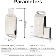 Microdrive 32Gb.Type-C ve Usb 2.0 Usb Flash Bellek Çift Giriş Otg Metal Sağlam Orjinal