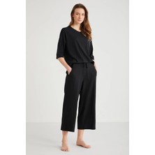 Penye Mood Yumuşak Dokulu Kapri Kol Kadın Pijama Takım 9713