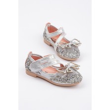 Kız Çocuk Altın Taşlı Fiyonklu Babet