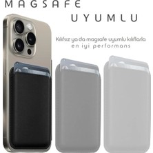 Magsafe Deri Cüzdan iPhone 11/12/13/14/15/16 Serisi Ile Uyumlu Manyetik Kartlık