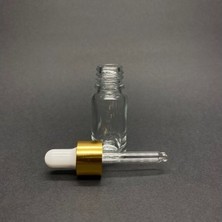 Ziylan Ambalaj 10 ml Şeffaf, Cam Şişe, 24 Adet, Cam Damlalıklı, Ecza Şişesi, Propolis Şişesi, Gold Kapak Beyaz Emzik