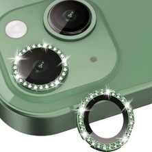 Iphone 13 Mini Uyumlu Yeşil Svarovski Taşlı Kamera Koruma Lensi