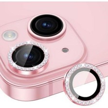 Iphone 12 Mini Uyumlu Pembe Svarovski Taşlı Kamera Koruma Lensi