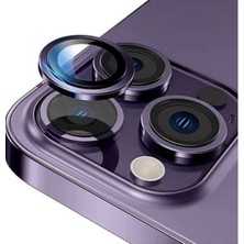Iphone 14 Pro Max  Uyumlu Deel Purple Mor Svarovski Taşlı Kamera Koruma Lensi