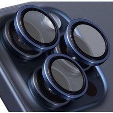 Iphone 15 Pro Uyumlu Titanyum Mavi Kamera Koruma Lensi