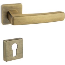 System Kale Rozetli Kapı Kolu Antik Rengi Yale (Dış Kapı)