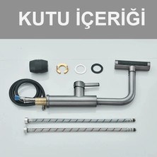 Rena Design Çok Modlu Antrasit Mutfak Evye Bataryası Spiralli Çek Bırak Başlık Yağmurlama