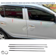 Ebal Oto Dacia Sandero Stepway Krom Cam Çıtası Seti 4 Prç. 2012 Üzeri Paslanmaz Çelik