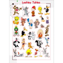 Öğrence Gezegeni Sticker Cam Duvar Laptop Telefon Looney Toones Temalı Disney 25+Figür