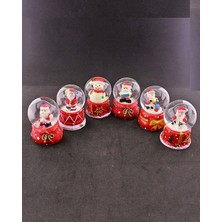 6 Adet Yeni Yıl 2023 Noel Yılbaşı Temalı Dekoratif Yeni Yıl Hediyesi Işıklı Kar Küresi 6,5 cm