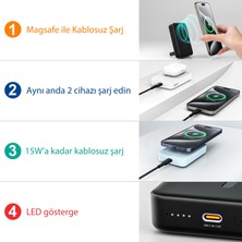 Juo 10000MAH Magsafe Powerbank Standlı PD20W Taşınabilir Kablosuz Hızlı Şarj Cihazı Beyaz