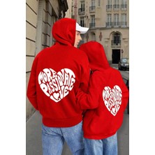 Amor Man Özel Tasarım Kapüşonlu Motto Kalp Sırt Baskılı Sevgili Kombini Sweatshırt.1 Adet Fiyatıdır
