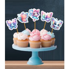 Hiras Dizayn 15ADET Sevimli Kelebek Tema Iyiki Doğdun Cupcake Doğum Günü Süsü Pasta Kürdanı  6-7cm Cupcake Pasta