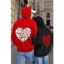 Amor Man Özel Tasarım Kapüşonlu Kalp Sırt Baskılı Sevgili Kombini Sweatshırt.1 Adet Fiyatıdır