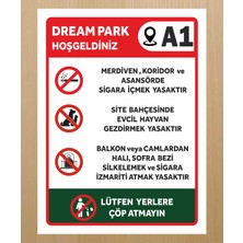 Zafrak Reklam Ortak Alan Site Apartman Kuralları (Özelleştirebilinir) Tabela Levha 30X40CM Pvc