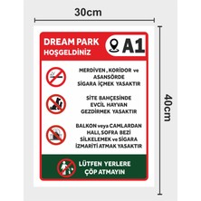 Zafrak Reklam Ortak Alan Site Apartman Kuralları (Özelleştirebilinir) Tabela Levha 30X40CM Pvc