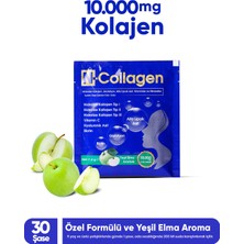 N-Collagen 30 Şase Kolajen, Kolay Çözünebilen, 10.000 Mg, Tip 1/2/3, Vitamin Mineral Içerir, Yeşil Elma Aromalı