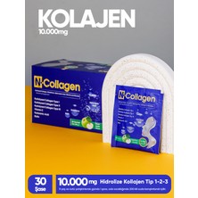 N-Collagen 30 Şase Kolajen, Kolay Çözünebilen, 10.000 Mg, Tip 1/2/3, Vitamin Mineral Içerir, Yeşil Elma Aromalı