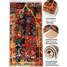 Carpetella 3 cm Kalın Süngerli Seccade  Retro Çiçek Desenli  Diz Ağrıtmaz Namazlık - 70X120 cm