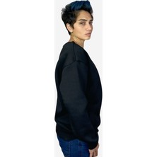 Ağlayan Shark Siyah Sıfır Yaka Tasarım Oversize Sweatshirt